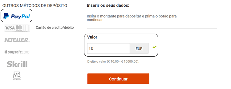 Depositar em Casinos com PayPal