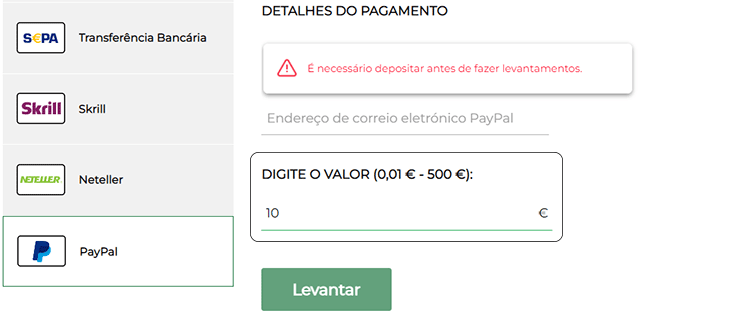 Levantar dinheiro em casinos que aceitam paypal